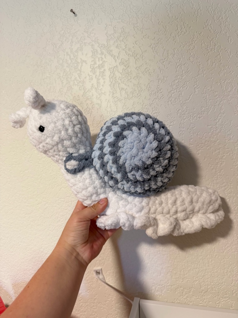 Handmade Chunky Knit Large Crochet Snail Plush Stuffed Animal 14”